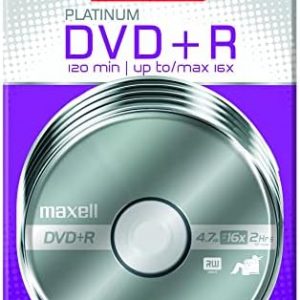 Maxell – 639031, Platinum DVD+R - High Capacity Write-Once Discs for Videos & Digital Storage - 4.7GB Storage with 16X Write Speed Up To 120 Min, Exceptional Archival Life – Pack 5